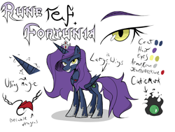 Size: 2100x1591 | Tagged: safe, artist:thethunderpony, oc, oc only, oc:rune fortunia, alicorn, pony, a seedy mare's tale, alicorn oc, reference sheet, solo