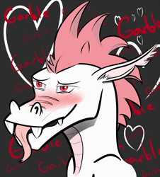 Size: 1305x1446 | Tagged: safe, artist:artiehooves, fizzle, garble, dragon, :p, blushing, fangs, garbizzle, heart, hearts and hooves day, implied gay, male, smiling, solo, tongue out, valentine's day