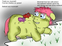 Size: 640x480 | Tagged: safe, artist:big baybeh, derpibooru import, fluffy pony, fluffy pony foals, fluffy pony mother