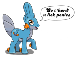 Size: 579x448 | Tagged: safe, artist:rjdaae, mudkip, pokémon, ponified, solo