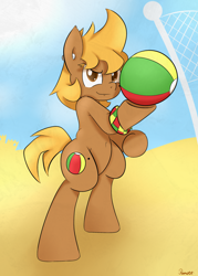 Size: 2000x2800 | Tagged: safe, artist:ramott, oc, oc only, oc:beach ball, pony, beach ball, bipedal, bracelet, solo