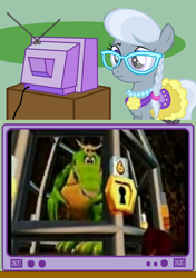 Size: 564x800 | Tagged: safe, silver spoon, donkey kong 64, donkey kong country, exploitable meme, k. lumsy, meme, minion abuse, obligatory pony, tv meme