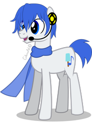 Size: 1600x2162 | Tagged: safe, artist:cutesieart, clothes, kaito, male, microphone, ponified, scarf, solo, stallion, vocaloid