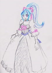 Size: 2112x2971 | Tagged: safe, artist:orochivanus, sonata dusk, equestria girls, clothes, dress, hair bow, solo, traditional art