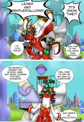 Size: 1164x1678 | Tagged: safe, artist:fourze-pony, pegasus, pony, arc-v, belt, building, card games, clothes, coming soon, crossover, crystal, goggles, jacket, male, solo, stallion, tumblr comic, yu-gi-oh!, yu-gi-oh! arc-v, yuya, yuya sakaki