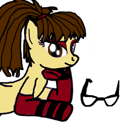 Size: 660x673 | Tagged: safe, artist:brittney, oc, oc only, clothes, glasses, socks, solo, striped socks