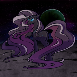 Size: 1024x1024 | Tagged: safe, artist:inlucidreverie, nightmare rarity, pony, unicorn, eclipse, moon, palindrome get, plot, solo