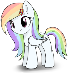 Size: 873x887 | Tagged: safe, artist:hikariviny, oc, oc only, filly, hairclip, offspring, parent:rainbow dash, parent:soarin', parents:soarindash, smiling, solo