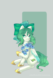 Size: 1290x1891 | Tagged: safe, artist:schnellentod, oc, oc only, bow, flower, solo