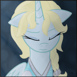 Size: 800x800 | Tagged: safe, artist:fuutachimaru, alicorn, pony, elsa, frozen (movie), ponified, prison, sad, solo