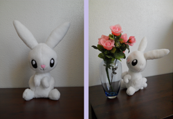 Size: 776x538 | Tagged: safe, artist:hedamiu, angel bunny, irl, life size, pet, photo, plushie