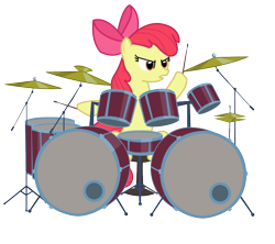 Size: 900x798 | Tagged: safe, artist:1992zepeda, apple bloom, drum kit, drums, heavy metal, metal, musical instrument, solo, thrash metal