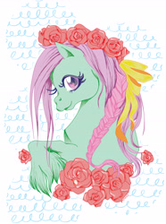 Size: 4575x6133 | Tagged: safe, artist:animeangel07, oc, oc only, earth pony, pony, absurd resolution, floral head wreath, heart, heart eyes, unshorn fetlocks