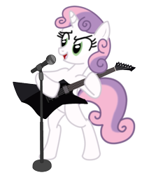 Size: 677x793 | Tagged: safe, artist:1992zepeda, sweetie belle, electric guitar, guitar, heavy metal, metal, microphone, musical instrument, rhythm, rhythm guitar, solo, thrash metal, vocals