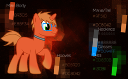 Size: 1920x1200 | Tagged: safe, oc, oc only, pony, blank flank, collar, glasses, male, stallion