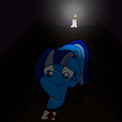 Size: 6000x6000 | Tagged: safe, artist:csillaghullo, oc, oc only, pegasus, pony, absurd resolution, candle, corridor, crying, dark, heart, heartbreak, sad, solo