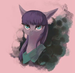 Size: 905x873 | Tagged: safe, artist:moo, maud pie, earth pony, pony, clothes, female, gray coat, mare, purple mane, solo