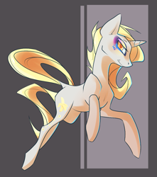 Size: 733x831 | Tagged: safe, artist:pon-ee, oc, oc only, oc:banana, pony, unicorn, colored pupils, cyan light, female, looking at you, mare, sassy, smirk, solo