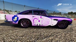 Size: 1191x670 | Tagged: safe, artist:lunasillhouette, sweetie belle, aston martin, aston martin db5, car, forza motorsport, forza motorsport 5