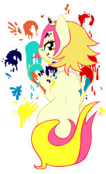 Size: 5000x8163 | Tagged: safe, artist:nicolasnsane, oc, oc only, oc:peach palette, pony, unicorn, absurd resolution, necklace, paint, paint on fur, solo