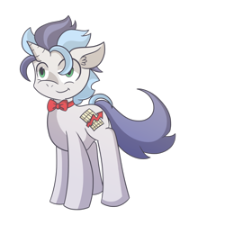 Size: 1600x1600 | Tagged: safe, artist:geckogeek, oc, oc only, oc:tax raise, pony, unicorn, bowtie, ear fluff, smiling, solo