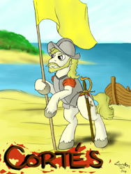 Size: 768x1024 | Tagged: safe, artist:lardon-draconis, conquistador, hernan cortes, ponified, solo