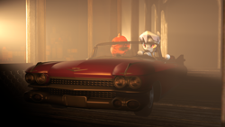 Size: 1920x1080 | Tagged: safe, artist:sourcerabbit, oc, oc only, oc:ruby brush, oc:tailmix, 3d, 59 cadillac, cadillac, car, drunk, source filmmaker