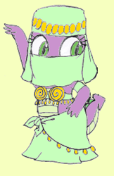 Size: 239x368 | Tagged: safe, artist:queencold, artist:zizum, spike, dragon, belly dancer, crossdressing, eyelashes, solo