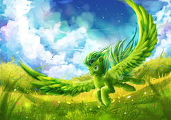 Size: 2000x1400 | Tagged: safe, artist:aquagalaxy, oc, oc only, pegasus, pony, grass, solo