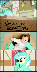 Size: 840x1630 | Tagged: safe, lyra heartstrings, human, dashie meme, exploitable meme, happy, human baby, irl, irl human, meme, my little humie, photo, role reversal