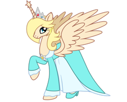 Size: 1024x819 | Tagged: safe, artist:raver1357, alicorn, pony, clothes, dress, female, high heels, mare, ponified, raised hoof, rosalina, shoes, simple background, solo, super mario bros., super mario galaxy, transparent background