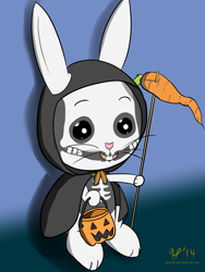 Size: 2500x3333 | Tagged: safe, artist:halflingpony, angel bunny, clothes, costume, grim reaper, nightmare night, solo