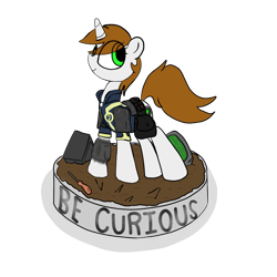 Size: 800x800 | Tagged: safe, artist:datte-before-dawn, oc, oc only, oc:littlepip, pony, unicorn, fallout equestria, clothes, fanfic, fanfic art, female, mare, pipbuck, pipleg, simple background, solo, statue, statuette, transparent background, vault suit