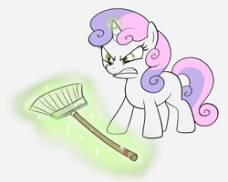 Size: 1280x1026 | Tagged: safe, artist:mn27, sweetie belle, twilight time, angry, broom, levitation, magic, solo, sweetie belle's magic brings a great big smile
