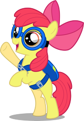 Size: 3638x5215 | Tagged: safe, artist:darlaud, apple bloom, bipedal, goggles, parachute, simple background, solo, transparent background, vector