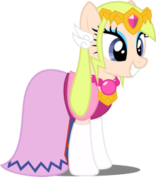 Size: 843x958 | Tagged: safe, artist:37517998, earth pony, pony, barely pony related, clothes, crossover, dress, female, mare, nintendo, ponified, princess zelda, simple background, solo, the legend of zelda, the legend of zelda: the wind waker, toon zelda, transparent background, tumblr