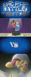 Size: 434x1061 | Tagged: safe, babs seed, snails, snips, equestria girls, rainbow rocks, babs the rapper, clothes, dj snazzy snails, epic rap battles of history, exploitable meme, hoodie, image macro, mc snips, meme, microphone