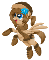 Size: 804x994 | Tagged: safe, artist:autumn-dreamscape, oc, oc only, oc:soft spines, pegasus, pony, flower, freckles, happy, hat, solo
