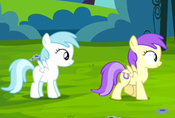 Size: 1160x786 | Tagged: safe, screencap, alula, cotton cloudy, pegasus, pony, twilight time, background pony, duo, filly, foal