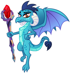 Size: 1280x1357 | Tagged: safe, artist:aleximusprime, dragon lord ember, princess ember, dragon, gauntlet of fire, bloodstone scepter, simple background, solo, transparent background