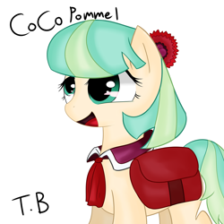 Size: 1280x1280 | Tagged: safe, artist:chocolatechilla, derpibooru import, coco pommel, happy, solo