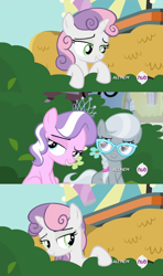 Size: 1920x3240 | Tagged: safe, screencap, diamond tiara, silver spoon, sweetie belle, twilight time, hub logo, missing accessory, out of context, screencap comic