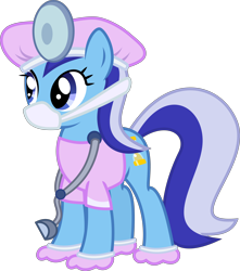 Size: 4900x5535 | Tagged: safe, artist:sir-teutonic-knight, minuette, pony, .svg available, absurd resolution, clothes, dentist, face mask, female, head mirror, mare, scrubs (gear), simple background, solo, stethoscope, transparent background, vector