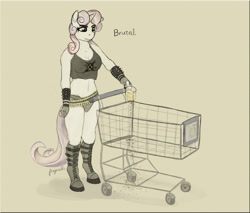 Size: 1359x1159 | Tagged: safe, artist:angerelic, sweetie belle, anthro, brutal, bullet belt, metal, metal belle, metalocalypse, midriff, older, solo