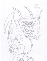 Size: 787x1015 | Tagged: safe, artist:toon-n-crossover, dragon, twilight's kingdom, alternate character design, grayscale, hindsight, monochrome, not-tirek, pencil drawing, prediction, season 4 villain, sketch, solo, traditional art