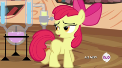 Size: 1920x1080 | Tagged: safe, screencap, apple bloom, twilight time, hub logo, solo