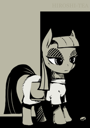 Size: 905x1280 | Tagged: safe, artist:hiroshi-tea, maud pie, grayscale, monochrome, solo