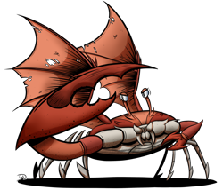 Size: 1024x878 | Tagged: safe, artist:gray--day, oc, oc only, oc:tom the crab, bat, crab, hybrid, bats!, bat wings, giant crab, solo, wings