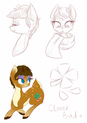 Size: 2480x3507 | Tagged: safe, artist:grandifloru, oc, oc only, deer pony, original species, clover bud, solo