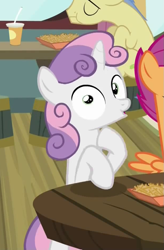 Size: 619x944 | Tagged: safe, screencap, goldengrape, sir colton vines iii, sweetie belle, pony, twilight time, animation error, solo focus